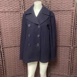 Abercrombie & Fitch Peacoat Jacket Women M Dark Blue Wool Blend Heritage Classic